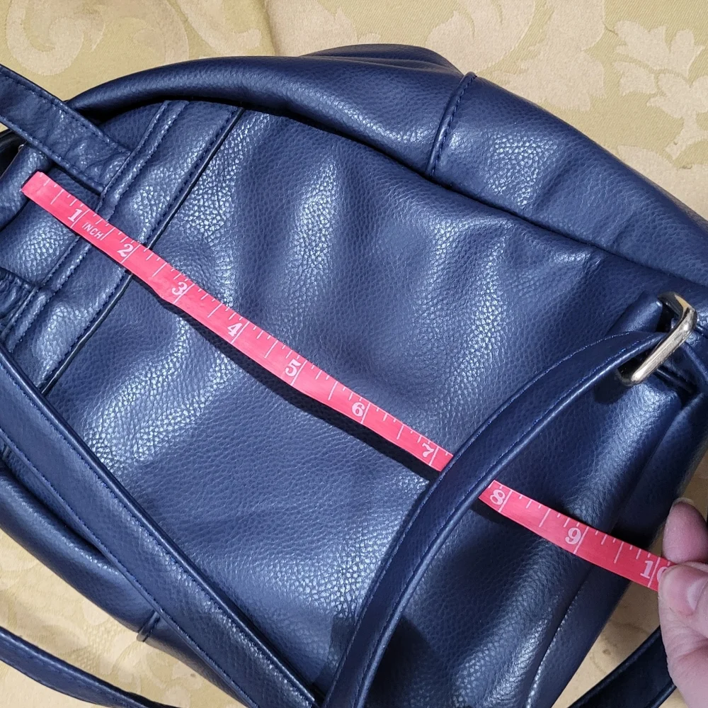 Mini Blue Embroidered Backpack